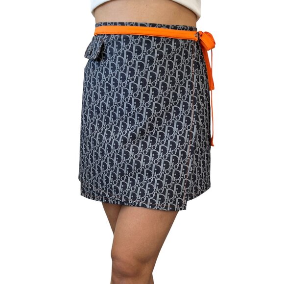 Christian Dior Vintage Trotter Monogram Flight Line Skirt Wrap Nylon [103960] - Picture 1 of 10
